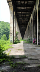 Overgrown Ruins of a Concrete Industrial Building