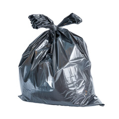 full black garbage bag isolated on white background