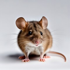 Ultra detailed photo of a small brown mouse isolated on a white background
