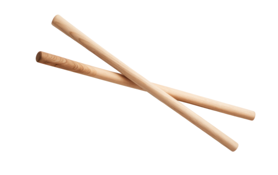 wooden dowel rods, isolated on white background