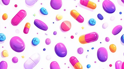 Vibrant Pill and Capsule Seamless Pattern