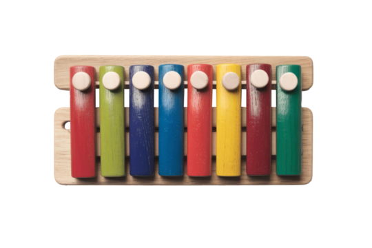 colorful wooden xylophone toy isolated on white background