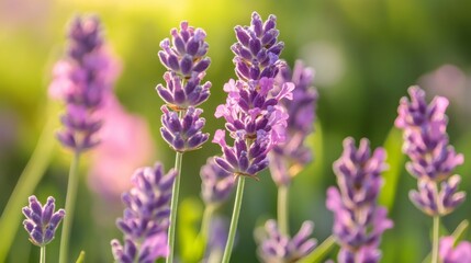 Obraz premium Dreamy pastel flower field with soft-focus pink and lavender blossoms.