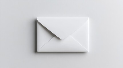 Blank white envelope on a white surface