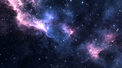Pink And Blue Nebula In Dark Space