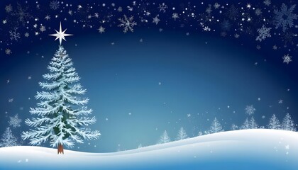 Obraz premium Winter wonderland snowy christmas tree scene serene landscape digital illustration night sky festive atmosphere