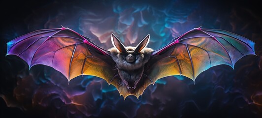 Obraz premium White background with drawings of colorful Bat for children, ai generative