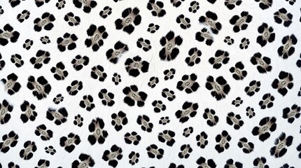 Obraz premium Snow Leopard Fur Seamless Pattern with Monochrome Texture