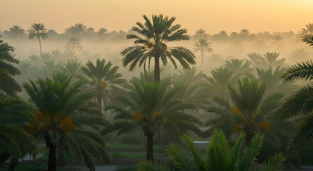 Palm Tree Orchard Sunrise View