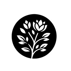 Minimalist Magnolia Logo: Black & White Floral Design