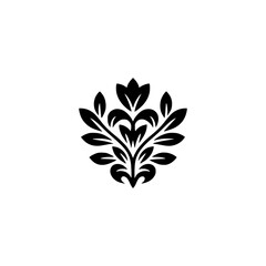 Elegant Black Floral Ornament on White Background