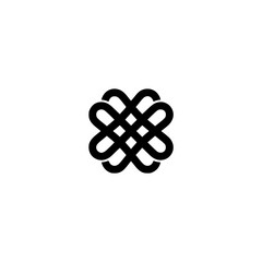 Abstract Black Knot Symbol on White Background, Minimalist Design