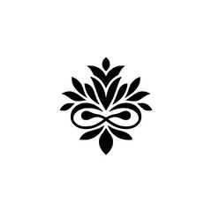 Elegant Black Floral Ornament on White: Vector Illustration