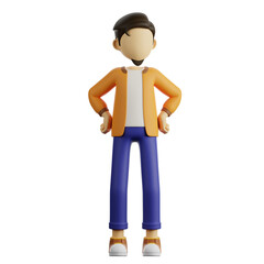 3d white man with a big smile