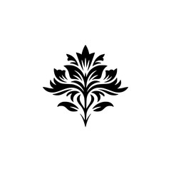 Black Ornamental Floral Vector Design, Elegant & Classic, Isolated on White