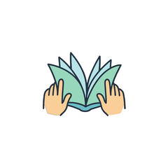 Obraz premium Hands holding an open book with pages visible, ready to read.