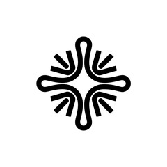 Abstract Black & White Floral Motif on White Backdrop