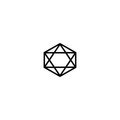 Minimalist Geometric Symbol, Hexagon Star in a White Space
