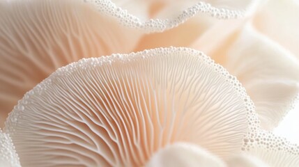 Delicate arrangement of oyster mushrooms displays intricate gill structures