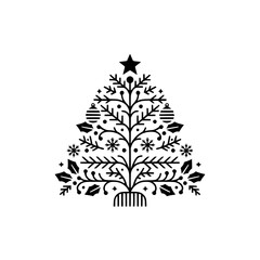 Minimalist Black & White Christmas Tree Icon