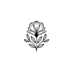 Elegant Floral Line Art: Modern Black & White Botanical Illustration
