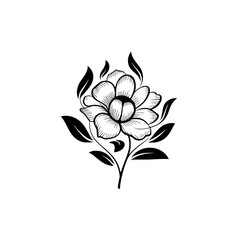 Obraz premium Elegant Floral Vector: Black and White Line Art Illustration