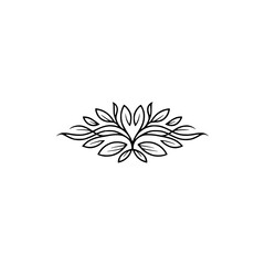 Elegant Leafy Flourish Logo Design, Minimalist Line Art