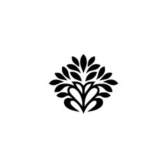 Minimalist Black Floral Design on White Background - Decorative Element