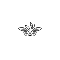 Minimalist Line Art Plant Icon on White Background