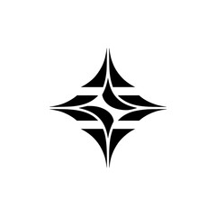 Minimalist Geometric Black Starburst on White Background
