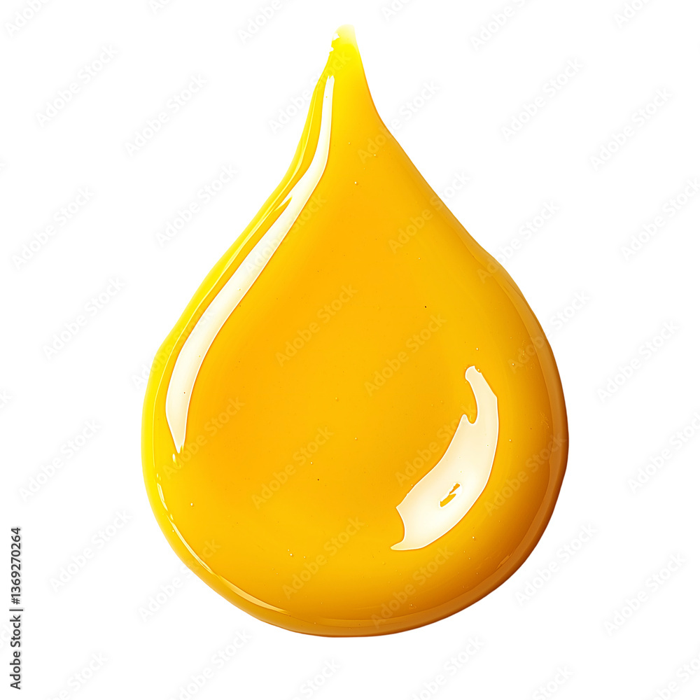 Aufkleber yellow liquid droplet on a plain background macro view isolated on transparent background