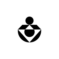 Abstract Black and White Geometric Figure on Light Gray Background