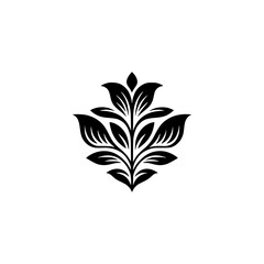 Minimalist Black Floral Design on White, Vector Logo, Elegant, Botanical