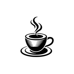 Minimalist Coffee Cup Logo - Black & White Silhouette Design