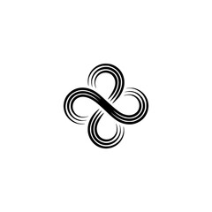 Abstract Black Floral Motif on White Background