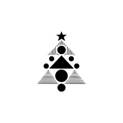 Obraz premium Minimalist Geometric Christmas Tree Illustration in Black and White