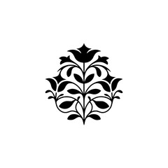Elegant Black Floral Ornament on White Background
