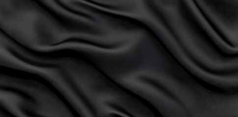Obraz premium A smooth, flowing black fabric with gentle waves and folds, creating an elegant and luxurious appearance.
