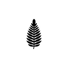 Minimalist Fern Leaf Silhouette on White Background