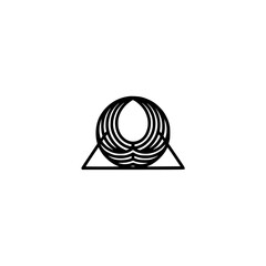 Abstract Geometric Logo: Circle & Triangle with Striped Detail on White