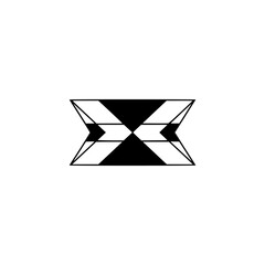 Minimalist Geometric Black and White Symbol on White Background