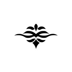 Elegant Black Floral Ornament on White Background