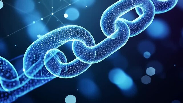 Abstract representation of interconnected digital chains symbolizing blockchain technology and innovation