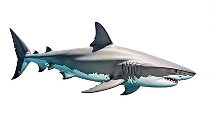 Obraz premium Dynamic shark illustration, isolated on white, perfect for marine designs