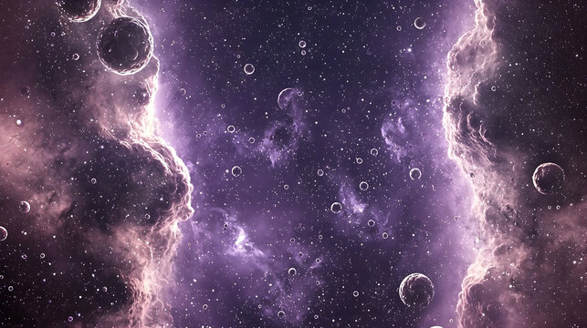 Purple Cosmic Nebula in Deep Space