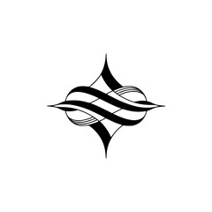 Fototapeta premium Intricate Black & White Calligraphic Ornament on Gray