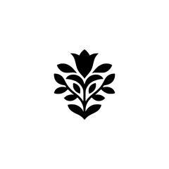 Elegant Black Floral Logo on White Background