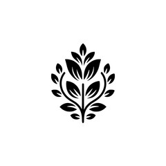 Minimalist Leafy Emblem on White: Clean, Organic Design Concept