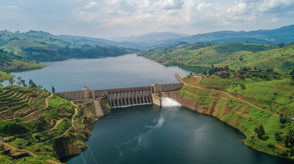 A large dam providing water and hydroelectric power, showcasing vital infrastructure in rural areas.