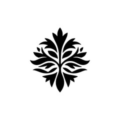 Elegant Black Floral Design Element on White, Minimalist Graphic